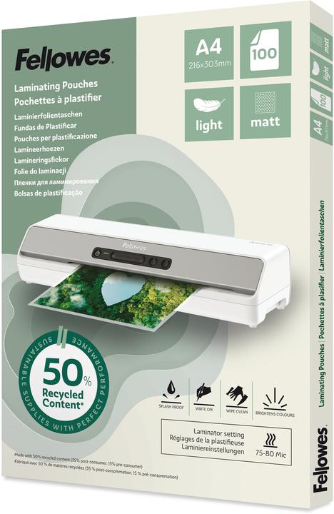 Fellowes Laminierhülle A4 2x80µm 100ST matt Rec. (A4, 100 pcs, 80 µm)
