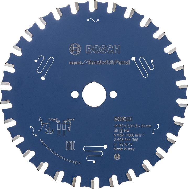 Bosch Professional Zubehör Circular saw blade Expert for Sandwich Panel, 160 x 20 x 2.0 mm, 30