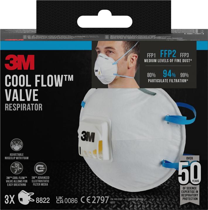 3M Komfort-Feinstaubmaske 8822 (FFP2, 3x)