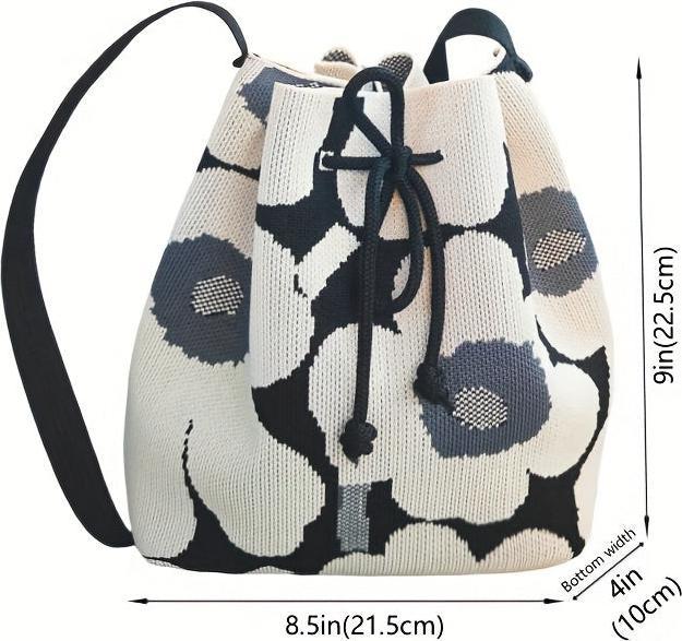 Actual product image Only-Bags.Store Simple bucket bag with floral pattern, drawstring bag, classic bag