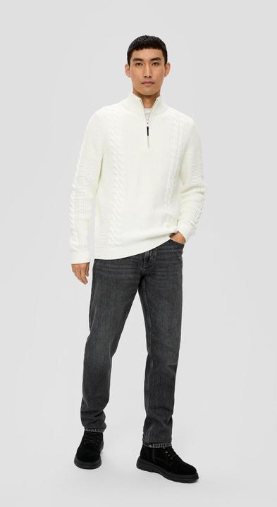 Produktbild s.Oliver Strickpullover Troyer-Pullover mit Zopfmuster (XXL)