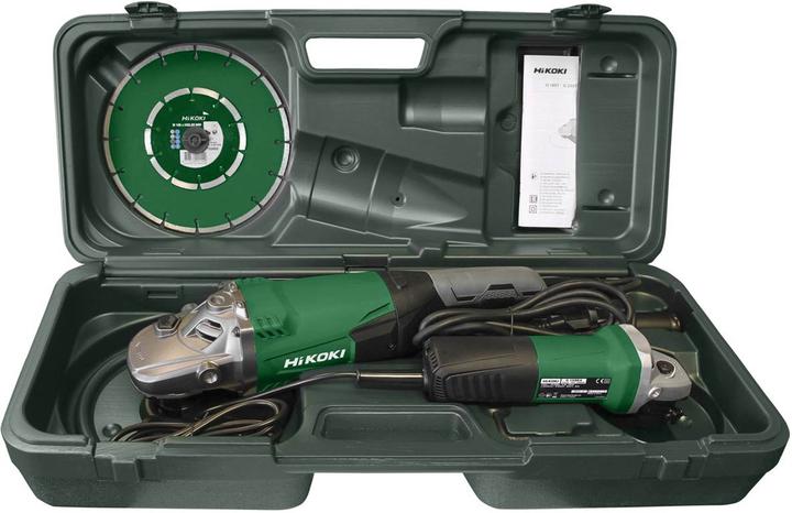 Actual product image Hikoki G13SR4 125mm + G23SW2 230mm Haakse Slijpmachineset Incl. diamond blades In plastic case