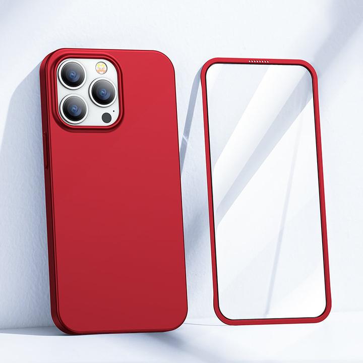 Produktbild Joyroom 360 Full Case front and back cover for iPhone 13 Pro + tempered glass screen protector red ( (1 Stück, Apple iPhone 13 Pro)