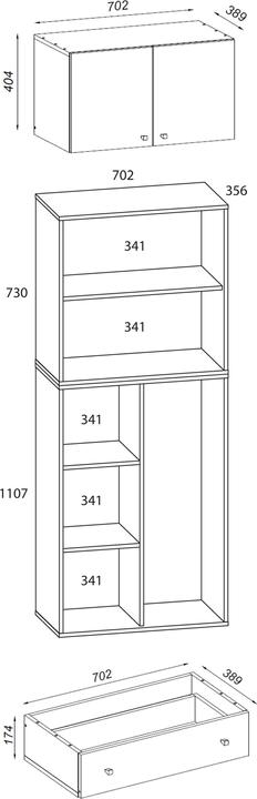Image du produit VCM Holz Besen Putzschrank Lona mit Drehtüren Schublade Aufsatz (70 x 39 cm)