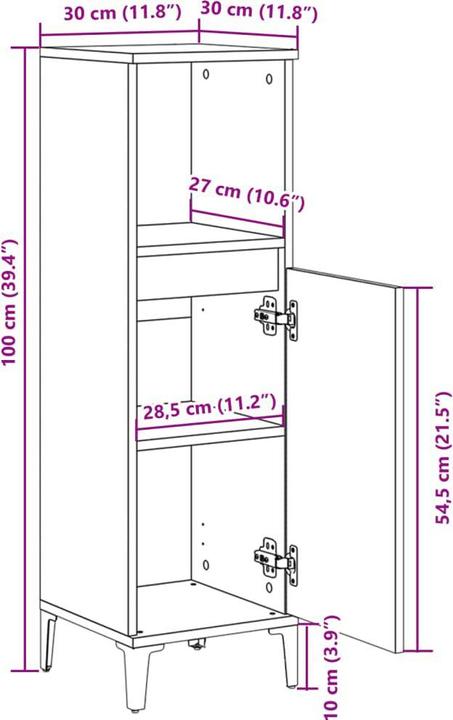 Actual product image VidaXL Badschrank (30 x 30 x 100 cm)