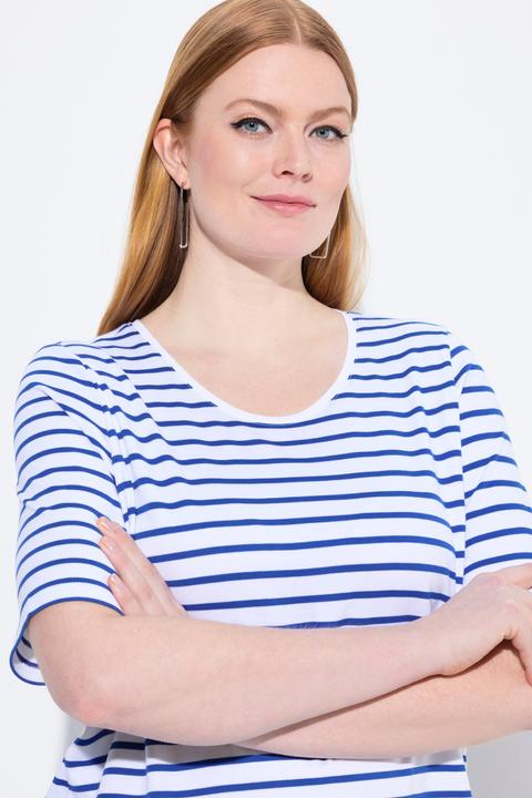 Produktbild Ulla Popken Ringelshirt, A-Linie, Rundhals, Halbarm, Pima Cotton (50, 52)