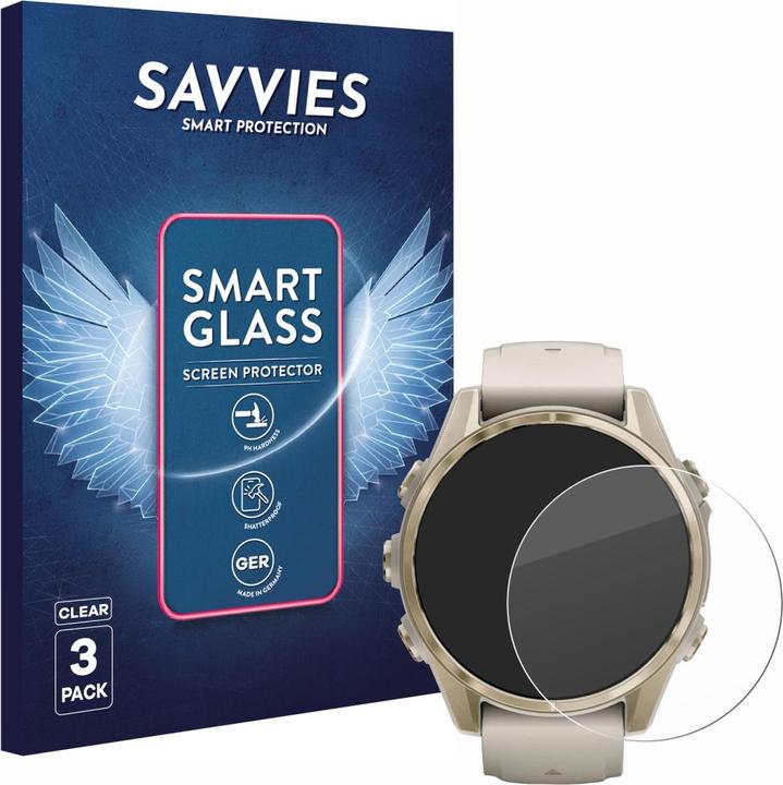 Immagine prodotto Savvies 3x Smart Glass – Hybrid Glass Pellicola in vetro 9H per Garmin Fenix 8 (43 mm)