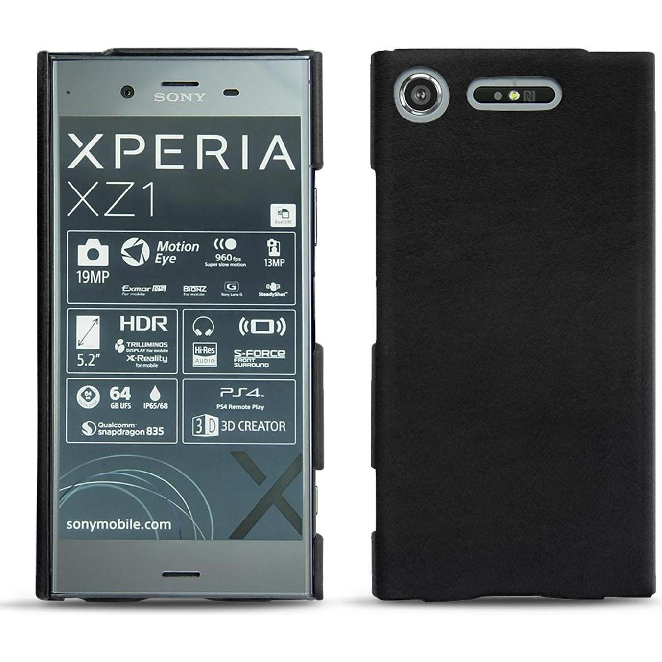 Noreve Lederschutzhülle (Sony Xperia XZ1), Smartphone Hülle, Schwarz
