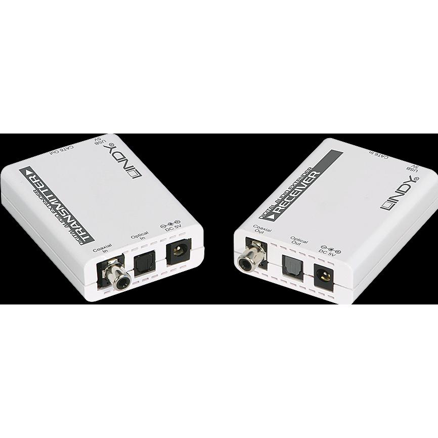 Thumbnail - Lindy 150m Cat.5 SPDIF TOSLINK Extender (Extender), Audio Adapter, Weiss