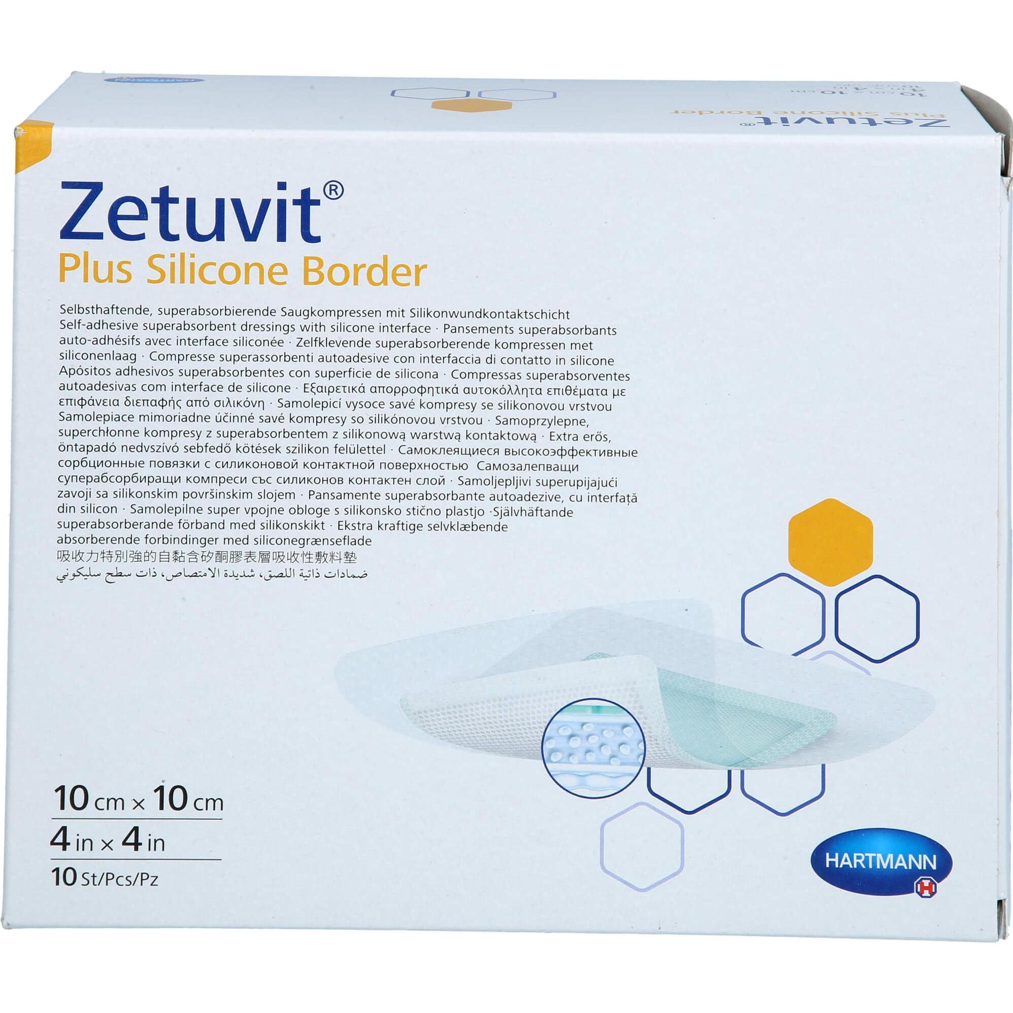Thumbnail - Avitamed GmbH, Pflaster, ZETUVIT PLUS SILICONE BORDER 10X10 CM, 10 St KOM (10 x)