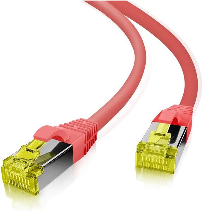 Actual product image Helos GRS certified Cat 6a patch cable with Cat 7 raw cable TPE red 3.0m (S/FTP, CAT7, 3 m)