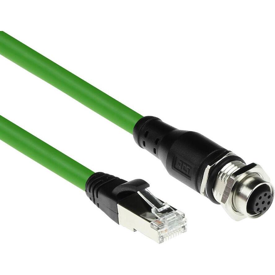 ACT Industrial 1.50 meters Sensor cable M12A 8-pin female to RJ45 male, Ultraflex SF/UTP TPE cable, shie (SF/UTP, CAT5e,...