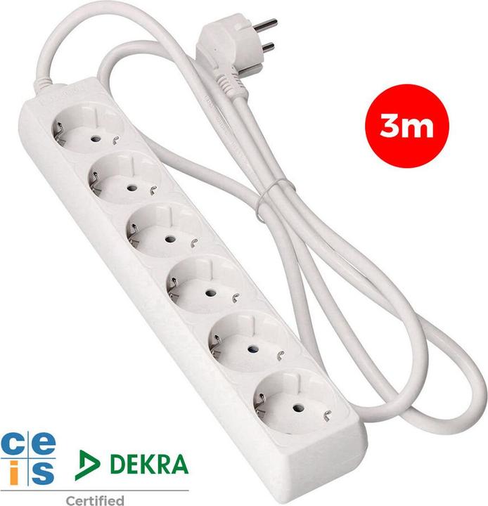 Produktbild EDM Steckdosenleiste mit 6 Steckdosen ohne Schalter 41036 Schuko (3 m) (6 x, CEE 7/3, 3 m)