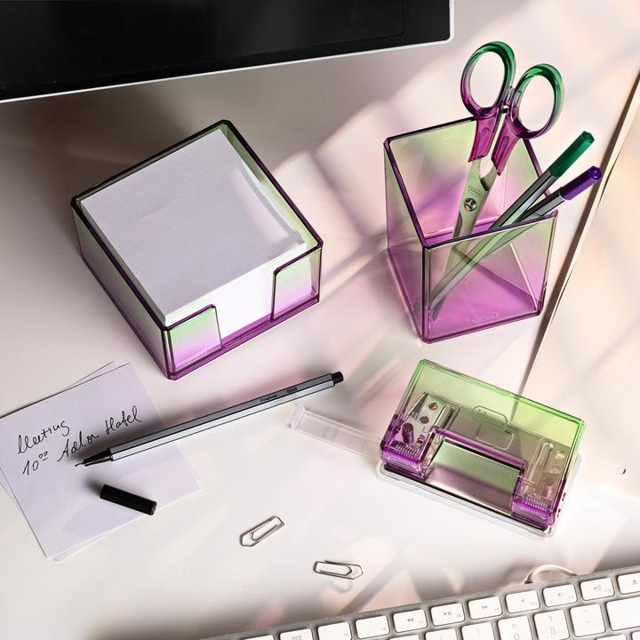 Actual product image Idena Zettelbox Bicolor Acryl 450 Blatt 80g/m² pink/grün 103x103x57mm (103 x 103 mm)