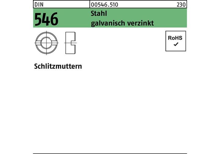 Produktbild Schlitzmutter DIN 546 M 4 Stahl galvanisch verzinkt