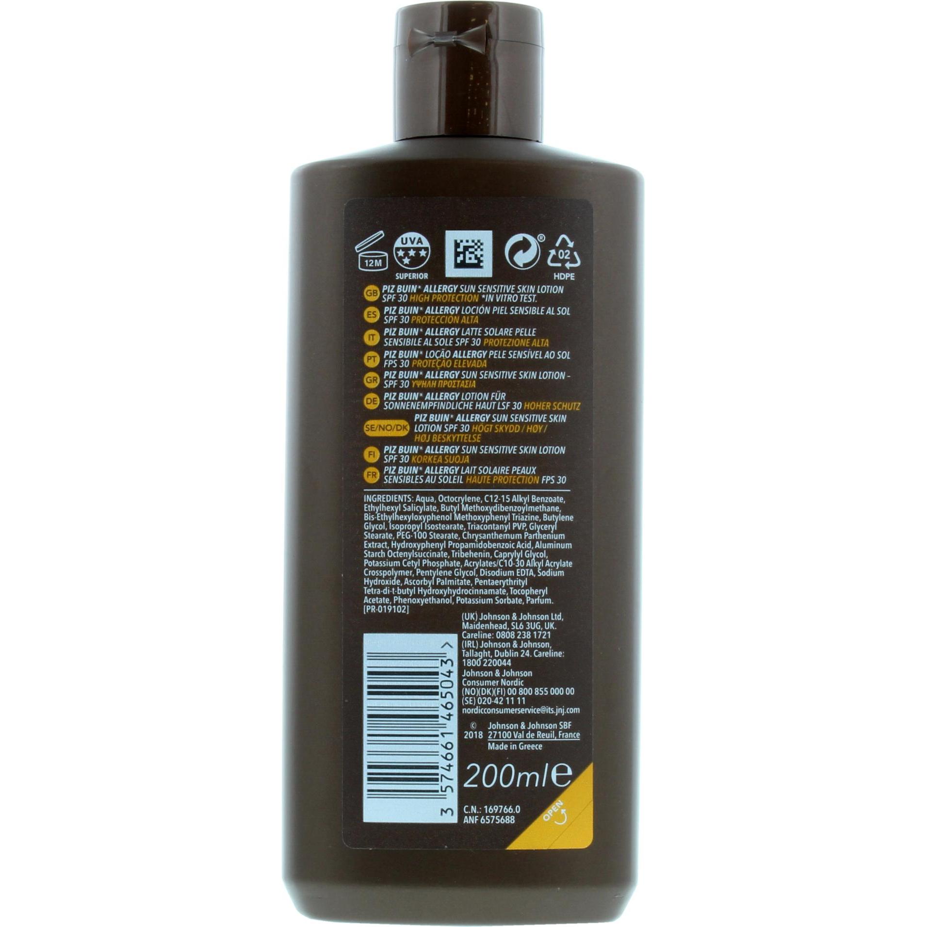 Piz Buin Unisex Sonnencreme, Allergy (Sonnenlotion, Spf 30, 200 Ml)