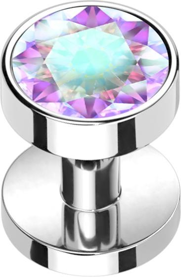 Produktbild Star Piercing Skin Diver silber mit Kristall multicolor (Titan G23)
