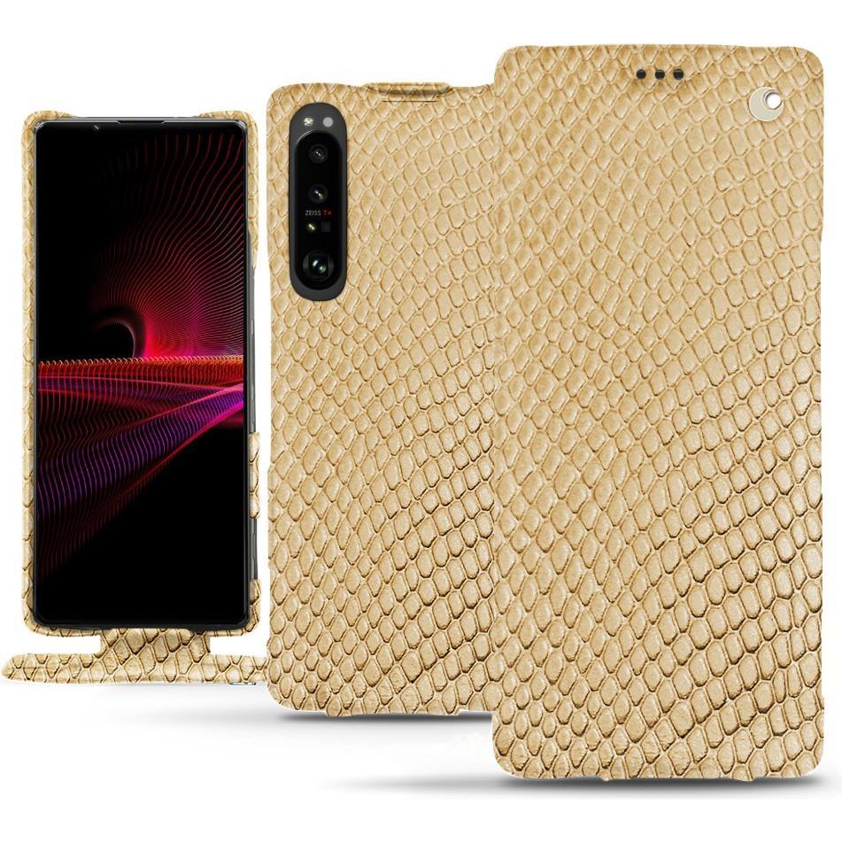 Noreve Lederschutzhülle vertikal (Sony Xperia 1 III), Smartphone Hülle, Beige