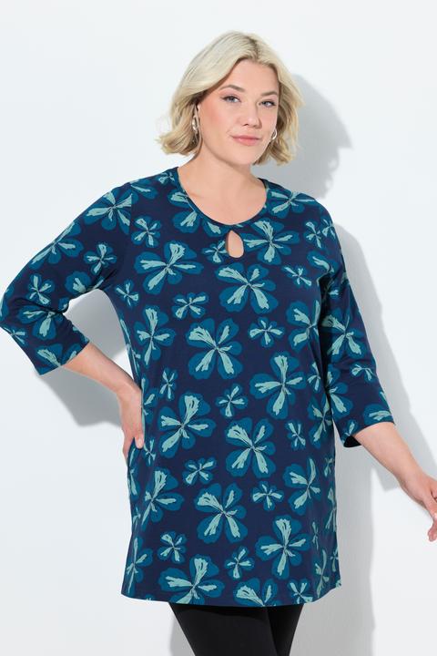 Produktbild Ulla Popken Longshirt, Blüten, A-Linie, Rundhals, 3/4-Arm (62)