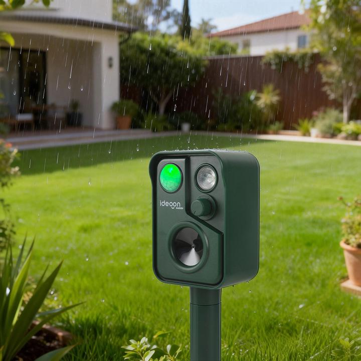 Produktbild Ideoon 4er-Set Ultraschall Tiervertreiber mit PIR-Sensor & LED Blitzlicht - 13,5-45,5 Hz, Zuverlässiger Sol