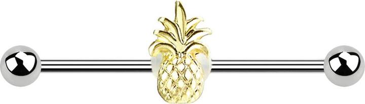 Produktbild Star Piercing Barbell silber Ananas vergoldet (Messing, Chirurgenstahl 316L)