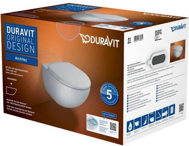 Produktbild Duravit Wand-WC-Set ARCHITEC RIMLESS tief, 365x575mm weiss