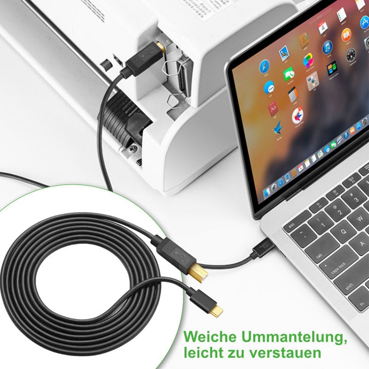 Immagine prodotto Hermex Cavo per stampante USB-C da 3 m Cavo per stampante USB-C a USB-B Cavo USB-C per stampante (3 m)