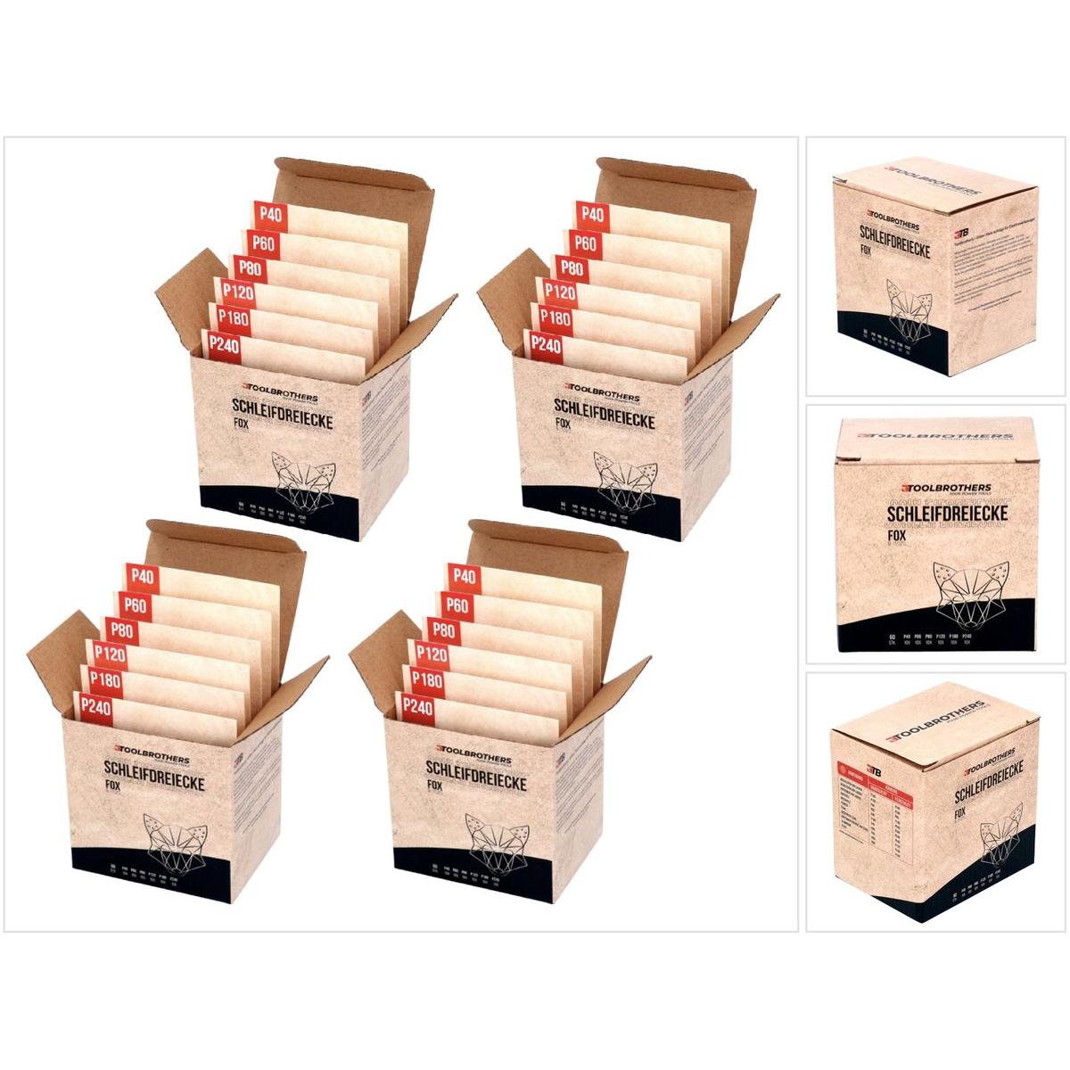 Tool Brothers, Schleifmittel, Toolbrothers FOX Schleifset Delta Schleifdreiecke 4 Packungen 93 x 93 x 93 mm Klett 6 Loch...