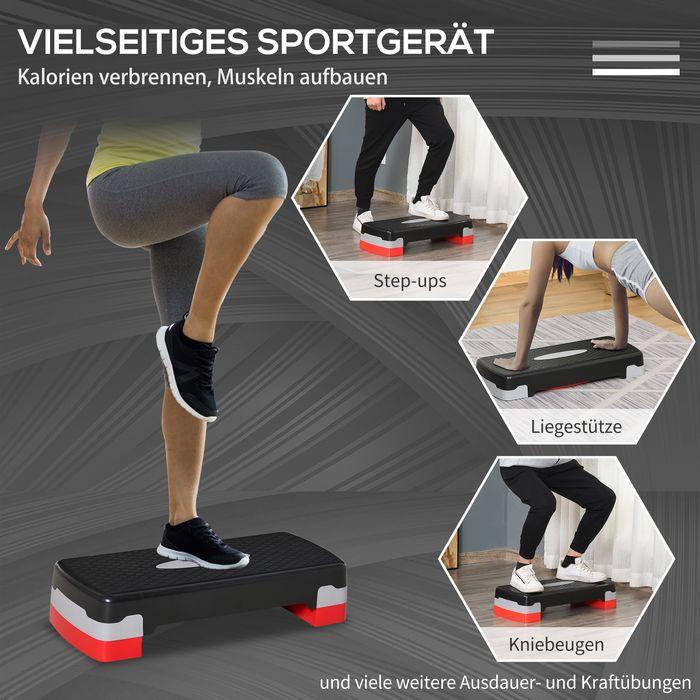 Produktbild Swisshandel24 Steppbrett Aerobic Fitness Heimtrainer Stepper 2-stufig höhenverstellbar(10/20 cm) geeignet Schwarz+