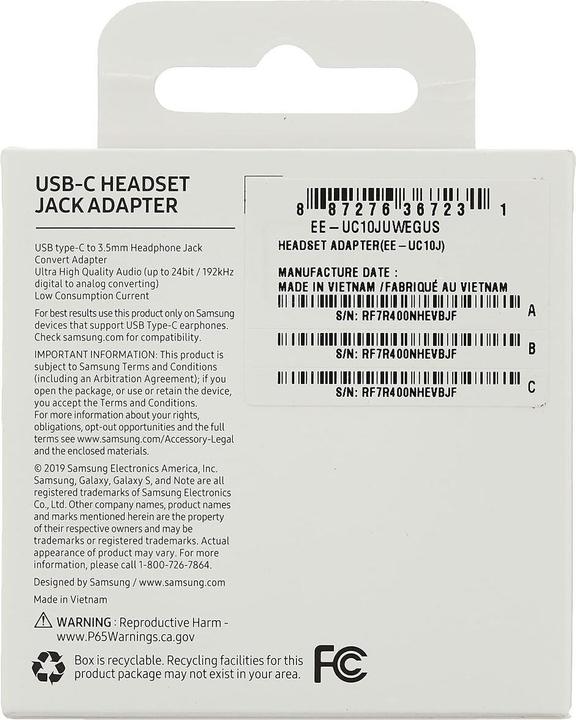 Image du produit Samsung Adaptateur audio USB-C (USB-C, Jack 3.5mm)