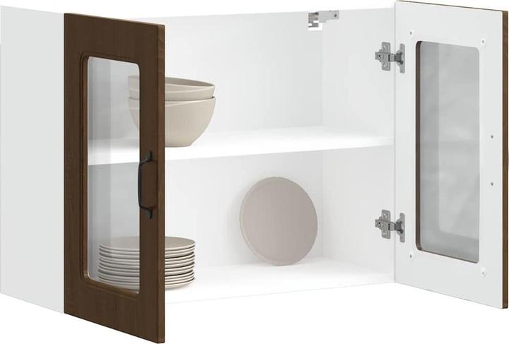 Actual product image vidaXL Kitchen wall unit with glass door Kalmar brown oak-look (80 x 31 x 60 cm)