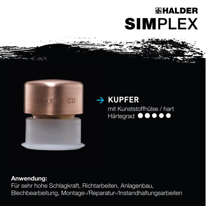 Image du produit Halder Tête de marteau SIMPLEX Ø 40 mm cuivre avec douille plastique dure