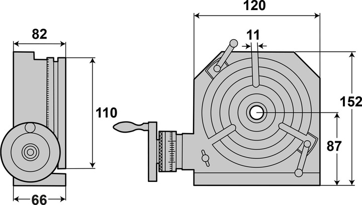 Produktbild Paulimot Teilapparat-Set mit Rundtisch Ø 110 mm, Reitstock und Teilscheiben