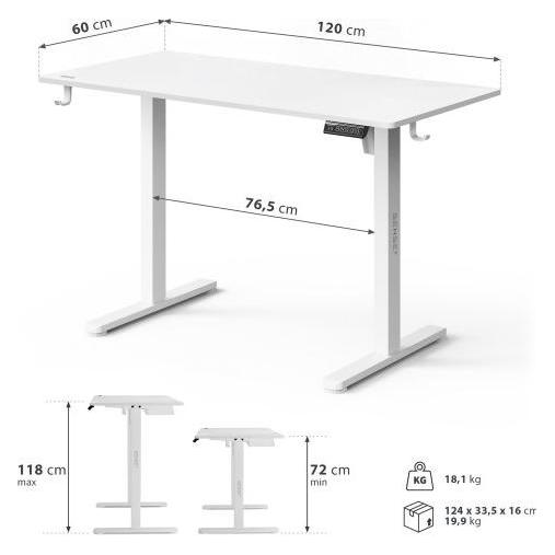Sense7 Nojo Light, Gaming Tisch, Weiss