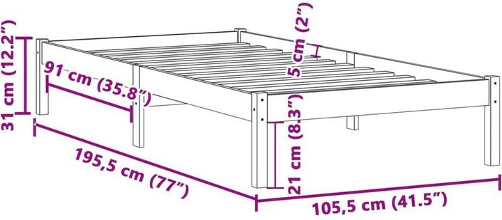 Actual product image vidaXL Bett ohne Matratze Kiefer (100 x 190 cm)
