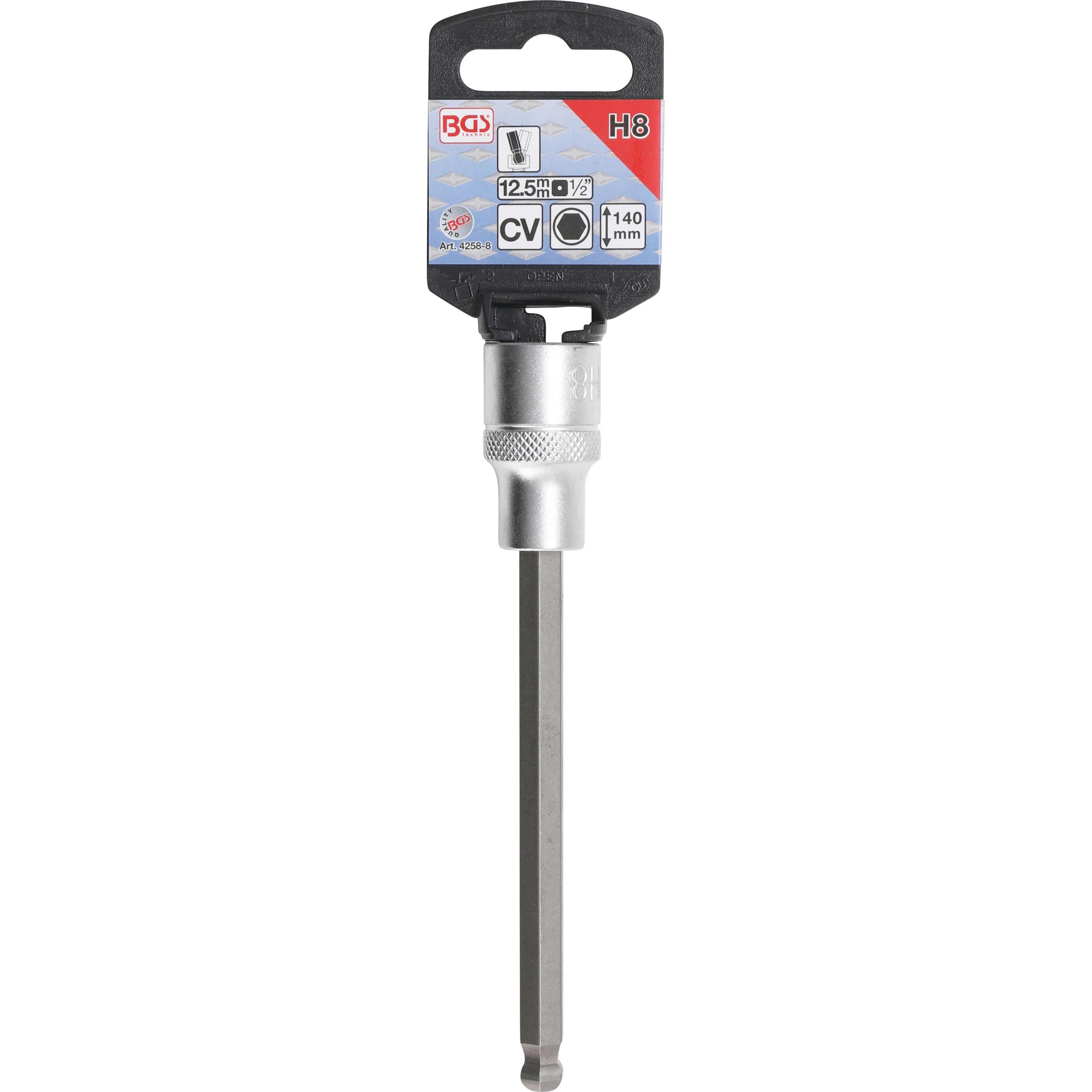 Thumbnail - BGS, Bits, Bit-Einsatz Länge 140 mm 12,5 mm (1/2") Innensechskant mit Kugelkopf 8 mm (12,5 mm)