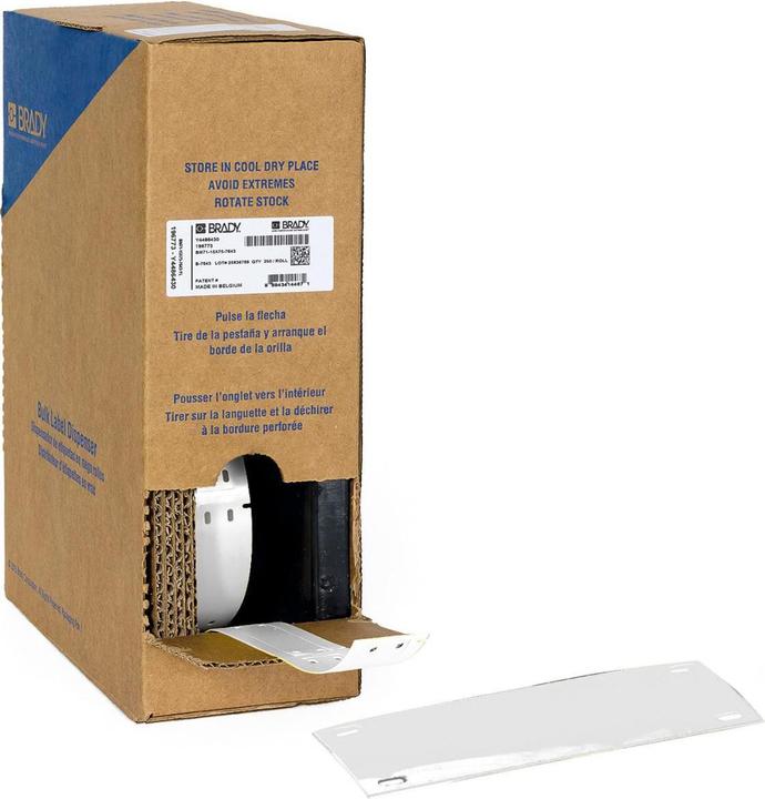 Brady BM71-25x75-7598-WT, polyester, white, glossy, 25.00 x 75.00 mm, non-adhesive, large roll (2