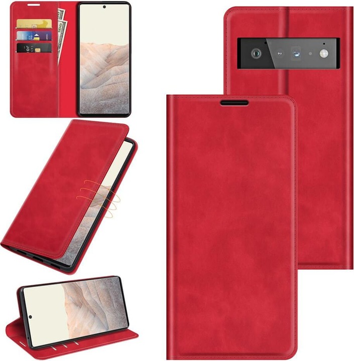 Produktbild Cover-Discount Google Pixel 6 Pro - Stand Flip Case Hülle rot (Google Pixel 6 Pro)