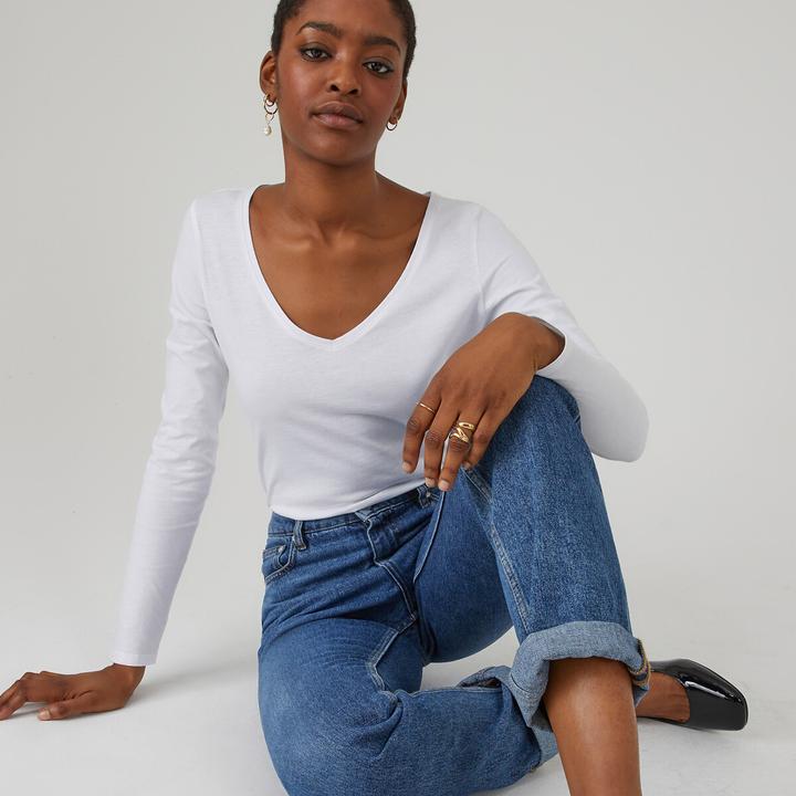 Produktbild La Redoute Collections T-Shirt mit V-Ausschnitt (L)