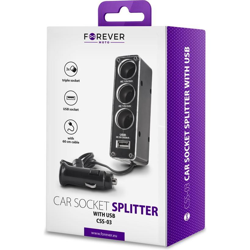 Thumbnail - Forever socket splitter 3in1 with USB cable CSS-03, Wireless Charger