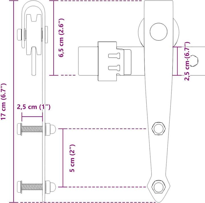 Produktbild vidaXL Schiebetürbeschlag Set für Schranktüren 200 cm Karbonstahl