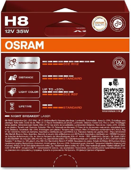 Produktbild Osram 64212NL-2HB Halogen Leuchtmittel Night Breaker® Laser Next Generation H8 3 (H8)