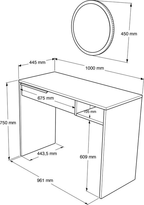 Image du produit Skye Decor Make-Up (100 x 44.50 x 75 cm)