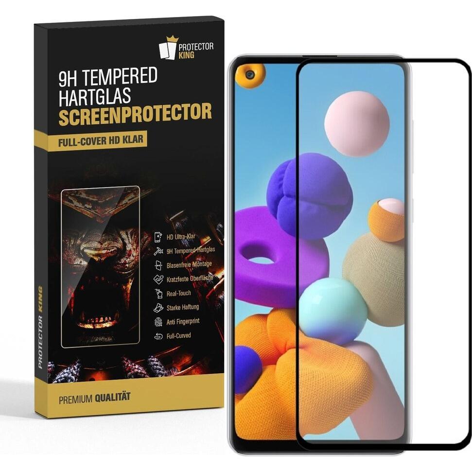 Protectorking 2x echtes Tempered 9H Panzerhartglas 3D KLAR (2 Stück, Samsung Galaxy A21s), Smartphone Schutzfolie