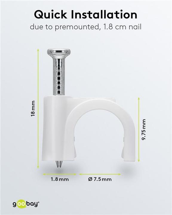 Actual product image Goobay Cable clamp, white max. cable diameter : 8.0 mm