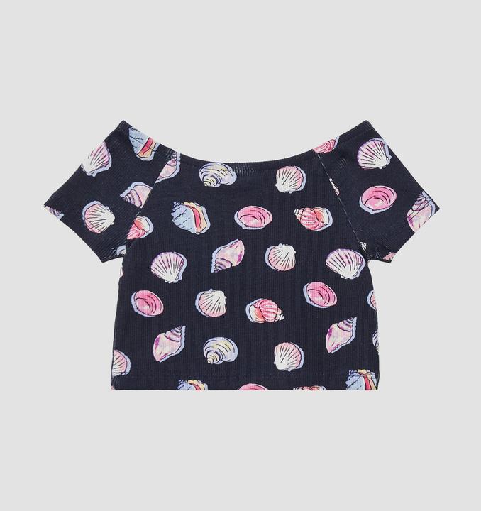 Produktbild S.Oliver T-Shirt Verkürztes T-Shirt aus Rippware mit Off-Shoulder-Ausschnitt (104, 110)
