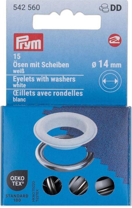 Immagine prodotto Prym Occhielli con dischi MS, colore bianco-argento 14 mm, 15 pezzi.