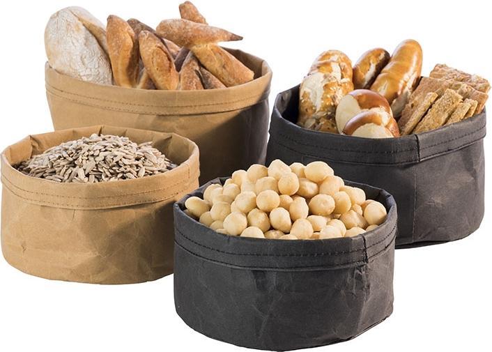 Actual product image APS Brødkurv 30x20x18 cm Oval Kraftig foldbar papirspose Laederlook Sort,1 Stk