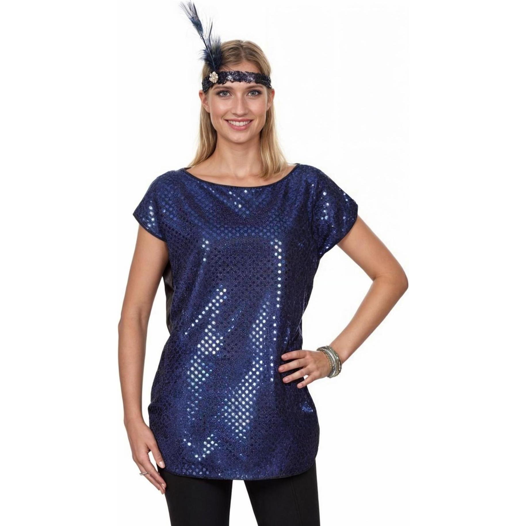 Metamorph Pailletten-Shirt blau (52, 54)