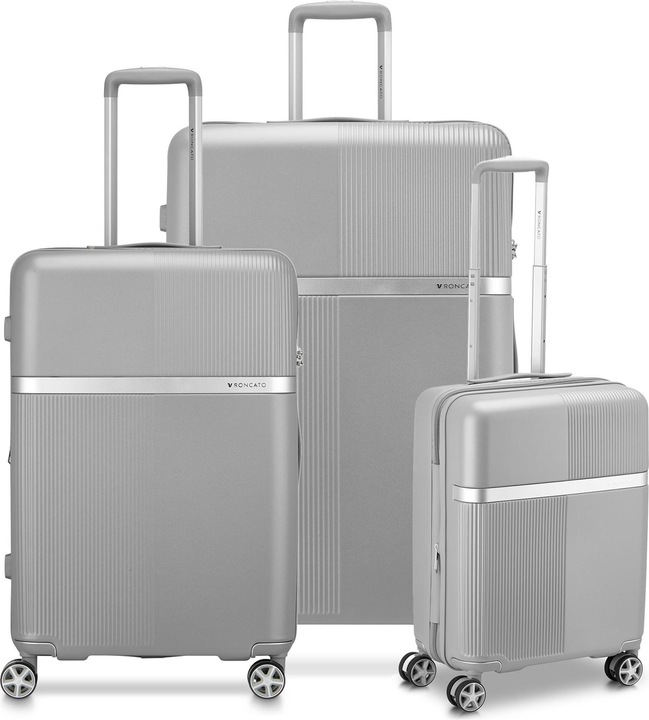 Immagine prodotto Roncato Set di valigie Airglam a 4 ruote 3 pezzi con piega elastica (236 l, XL (da 115l))